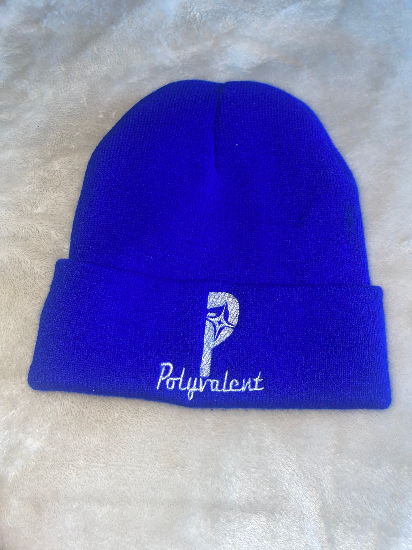 Satin-Lined Beanies (Royal Blue+White)