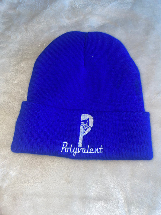 Satin-Lined Beanies (Royal Blue+White)