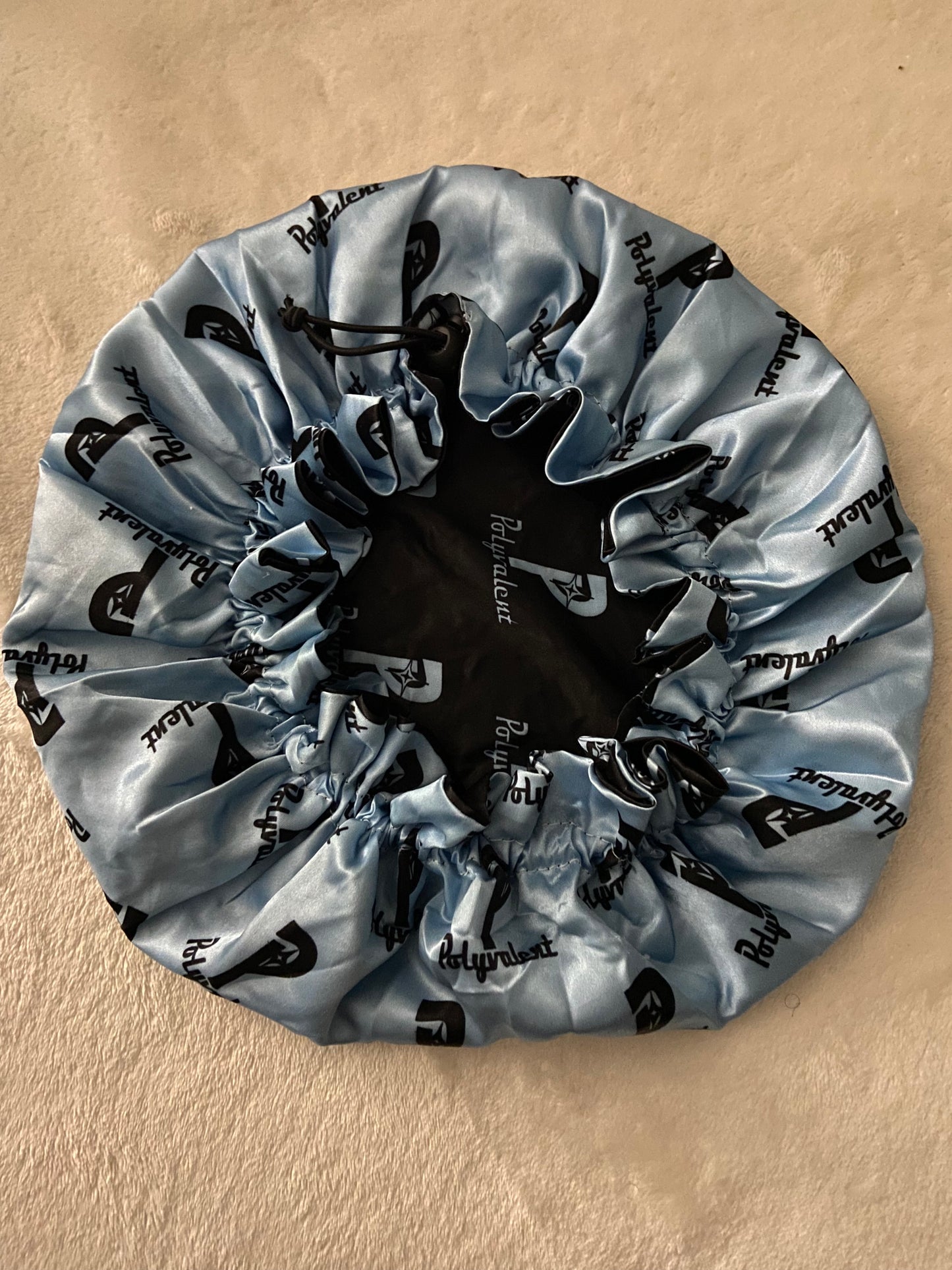 Double-Sided Drawstring Bonnets(Carolina Blue+Black)